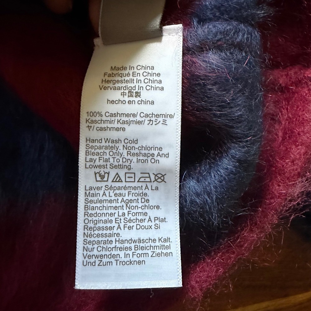 J.Crew Brushed Cashmere Rollneck Sweater Navy Burgundy Stripe CO329 Women M NWOT - Picture 5 of 14